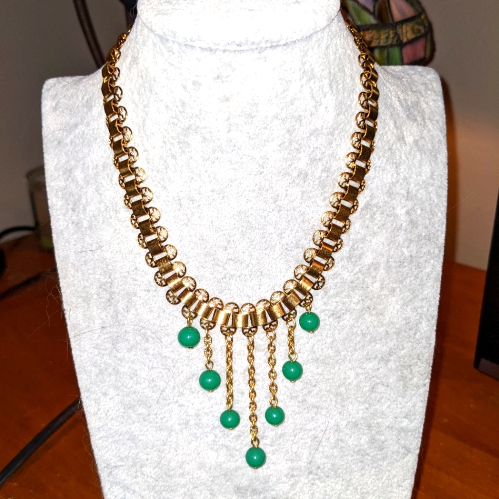 Vintage Victorian Revival Bookchain Bib Festoon Necklace